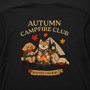 Autumn Campfire Club 秋の焚き火犬キャンプデザイン | 長袖Tシャツ | バックのみプリント