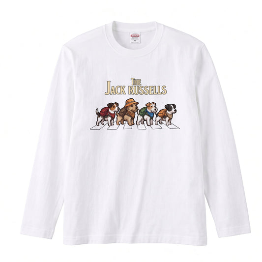 THE JACK RUSSELLS ジャックラッセルテリア散歩デザイン ブラック長袖Tシャツ