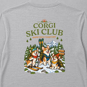 Corgi Ski Club スキーを楽しむコーギーデザイン | 長袖Tシャツ | バックのみプリント