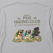 Pug Hiking Club Crew ハイキングを楽しむパグデザイン | 長袖Tシャツ | バックのみプリント