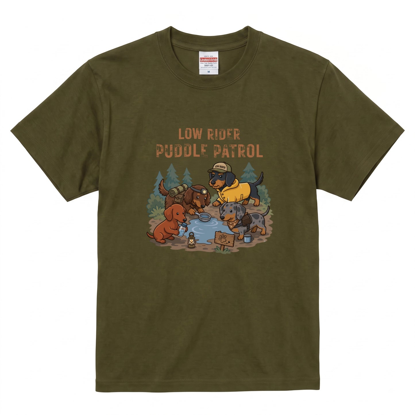 LOW RIDER PUDDLE PATROL ダックスフンドTシャツ