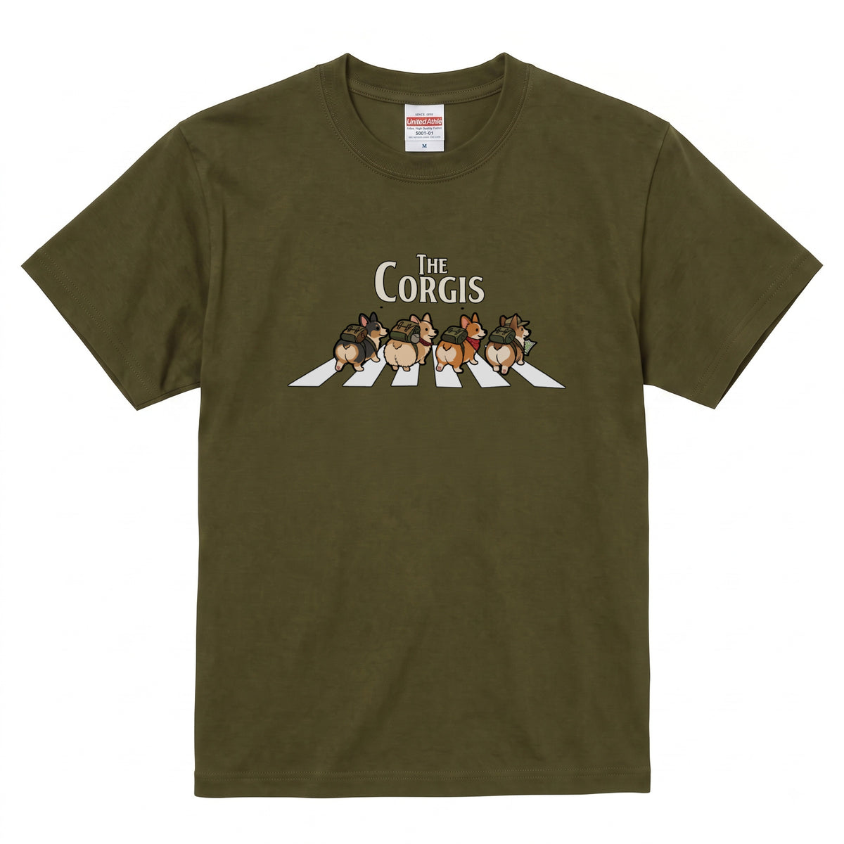 THE CORGIS | コーギー 横断歩道 ゆるかわパロディTシャツ【犬好き・愛犬家・ギフトに最適】