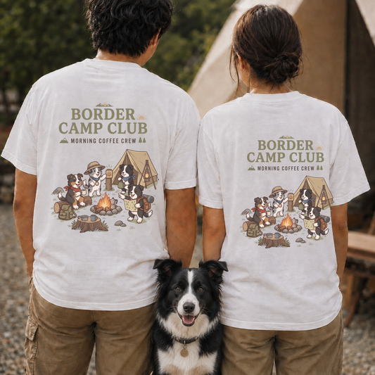 BORDER CAMP CLUB ボーダーコリー キャンプTシャツ|バックプリント