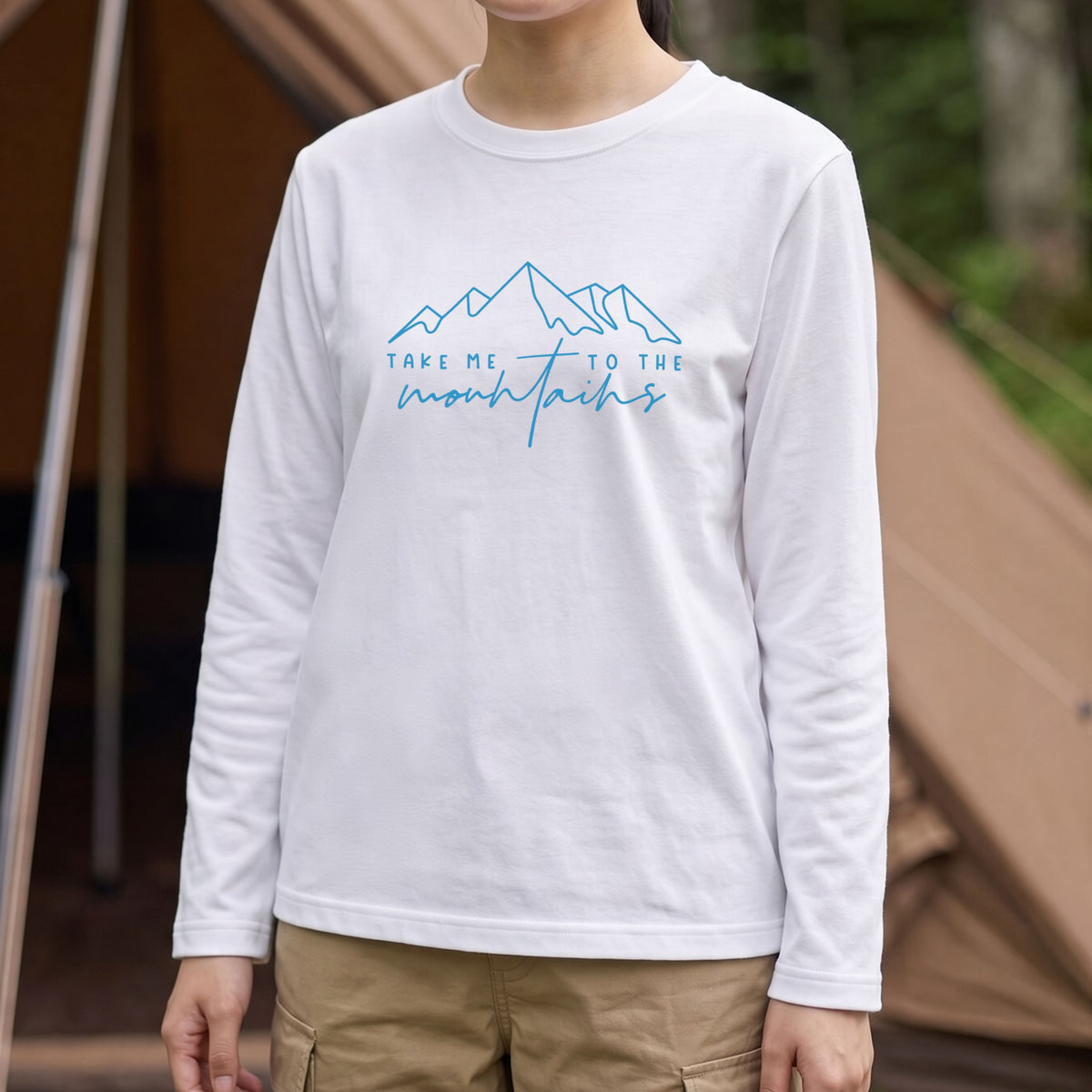TAKE ME TO THE MOUNTAINS | 山 ロンT 長袖Tシャツ アウトドア 登山 トレッキング キャンプ【山好き・山ガール・ハイキング・シンプル・カジュアル・誕生日ギフトに最適】