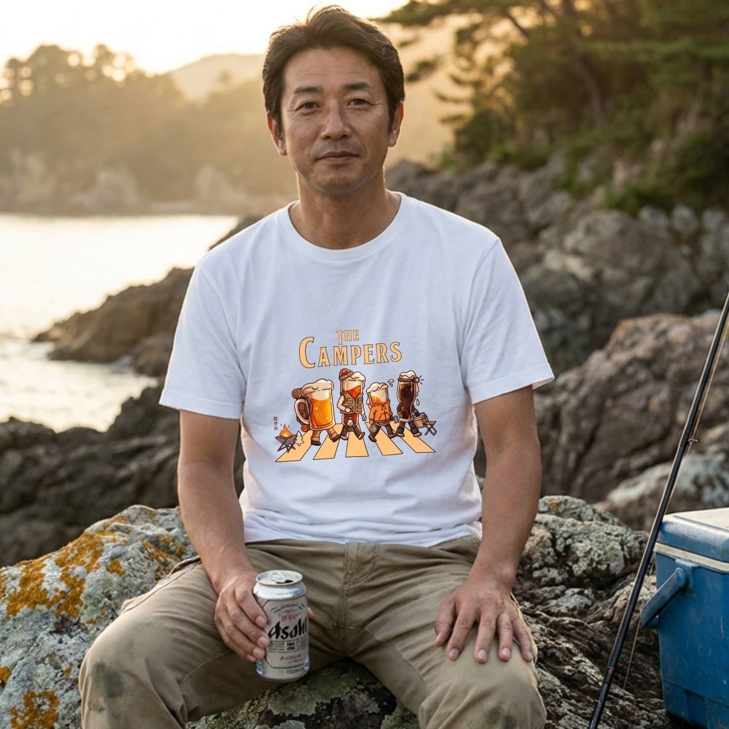 THE BEER CAMPERS | ビールたちのキャンプ 横断歩道 面白Tシャツ【ビール好き・キャンプ好き・ギフトに最適】