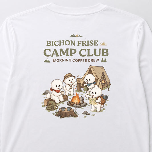 BICHON FRISE CAMP CLUB ビションフリーゼ キャンプ バックプリント長袖Tシャツ