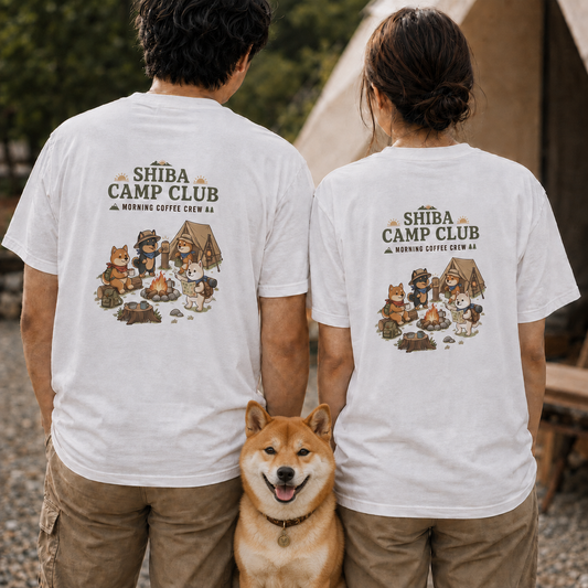 SHIBA CAMP CLUB 柴犬 キャンプTシャツ|バックプリント