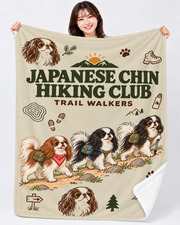 Japanese Chin Hiking Club ハイキングを楽しむ狆のデザイン | ブランケット