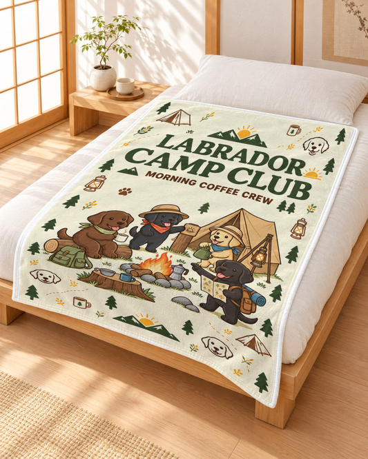 Labrador Camp Club Crew キャンプを楽しむラブラドールデザイン | ブランケット
