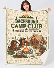 Dachshund Camp Morning ダックスフンドキャンプデザイン | ブランケット | 片面プリント
