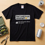 【Can't Wait To Go Camping】SNS風 942匹の蚊がいいね! おもしろ黒Tシャツ | CAMPMODE