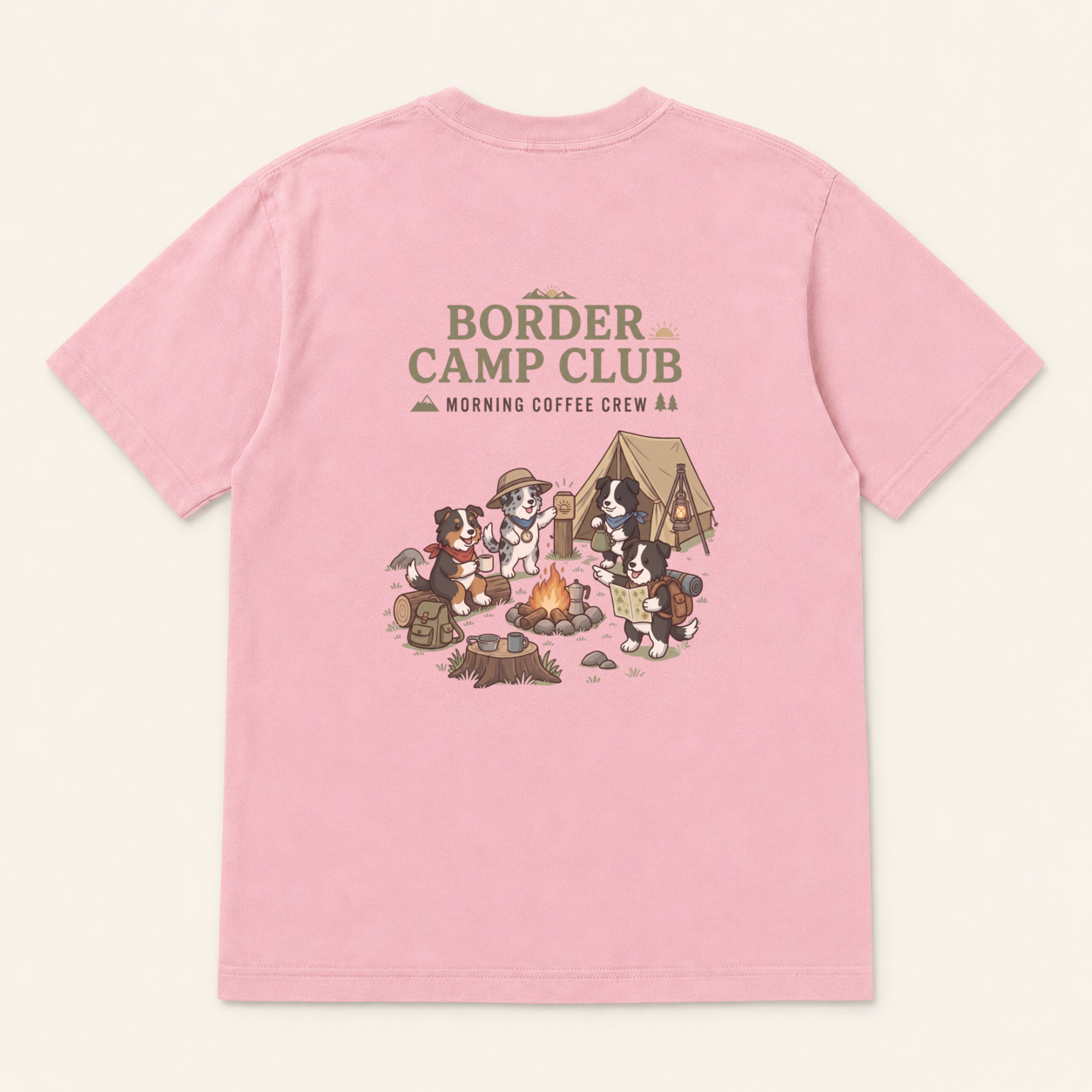 BORDER CAMP CLUB ボーダーコリー キャンプTシャツ｜バックプリント