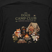 Dogs Camp Club 04 キャンプを楽しむ犬たちのモーニングコーヒーデザイン | 長袖Tシャツ | バックのみプリント