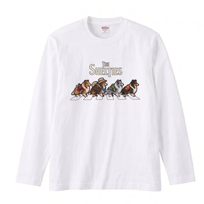 THE SHELTIES シェルティ散歩デザイン ブラック長袖Tシャツ