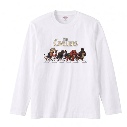 THE CAVALIERS キャバリア散歩デザイン ブラック長袖Tシャツ