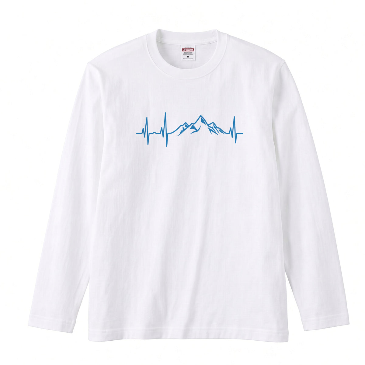 MOUNTAIN BEAT ロンT | ミニマル 山脈グラフィック 心拍数 長袖 カジュアル Tシャツ【アウトドアファッション・普段着・ルームウェア・ユニセックス・ギフトに最適