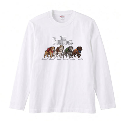 THE BULLDOGS ブルドッグ散歩デザイン ブラック長袖Tシャツ