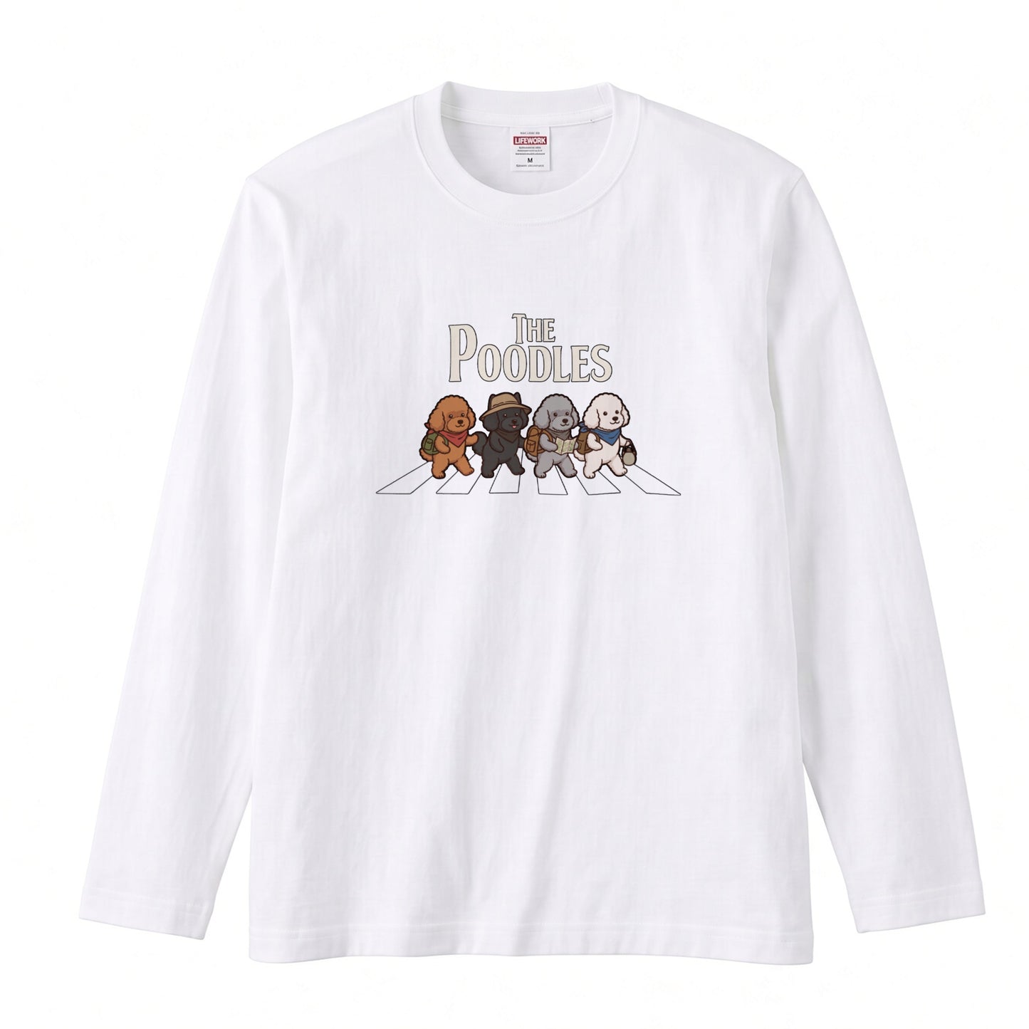 THE POODLES ロンT | レトロ クラシック バンド風 犬グラフィック 長袖 カジュアル Tシャツ【おもしろTシャツ・普段着・ルームウェア・ユニセックス・ギフトに最適】