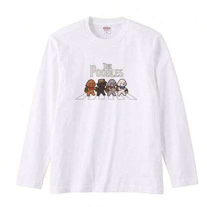 THE POODLES ロンT | レトロ クラシック バンド風 犬グラフィック 長袖 カジュアル Tシャツ【おもしろTシャツ・普段着・ルームウェア・ユニセックス・ギフトに最適】