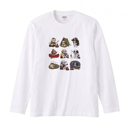 SHIH TZU CAMP | 手描き風 シーズー キャンプギア かわいい グラフィック 長袖Tシャツ【犬雑貨・秋キャンプ・ルームウェア・ギフトに最適】