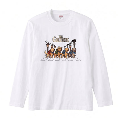 THE GOLDENS ゴールデンレトリバー散歩デザイン ブラック長袖Tシャツ