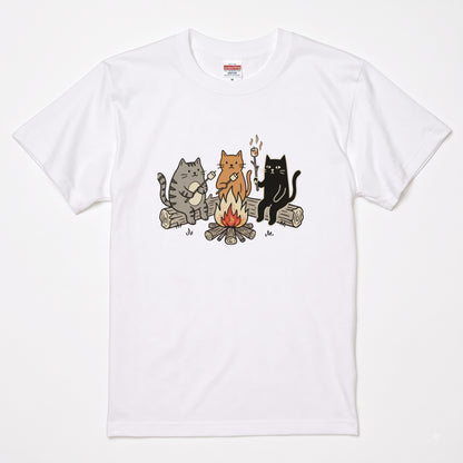 焚き火 猫マシュマロ Tシャツ - CAMPMODE | キャンプ ウェア