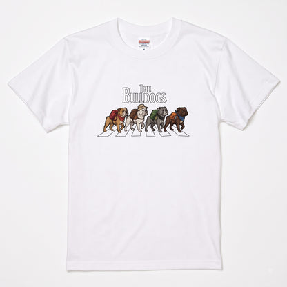 THE BULLDOGS | 横断歩道 ゆるかわ ブルドッグ キャンプ パロディTシャツ【犬好き・愛犬家・アウトドア・ギフトに最適】