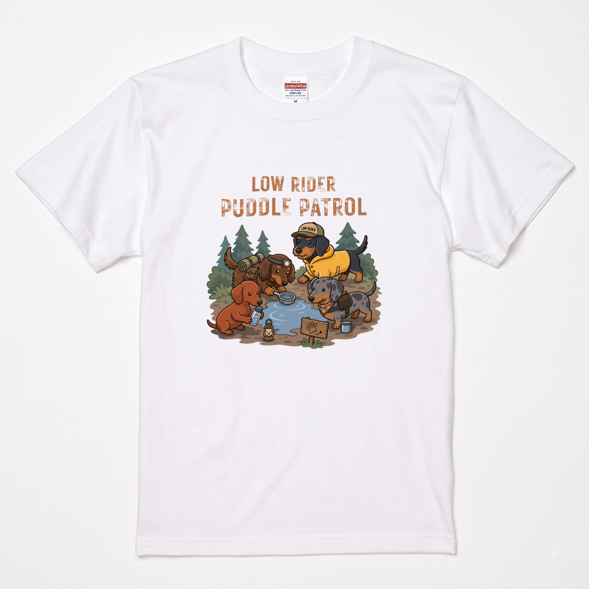 LOW RIDER PUDDLE PATROL ダックスフンドTシャツ