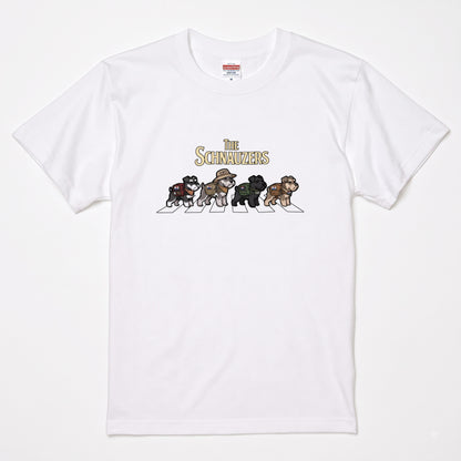 THE SCHNAUZERS 横断歩道 キャンプ ゆるかわ パロディTシャツ 【犬好き・愛犬家・アウトドア・ギフトに最適】