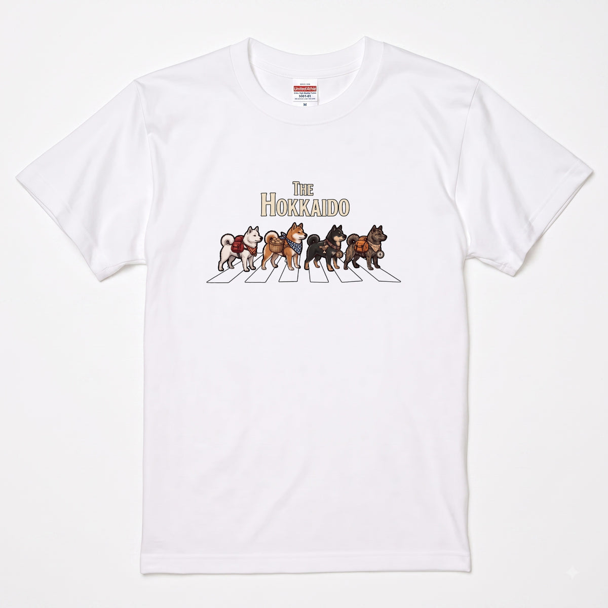 THE HOKKAIDO 横断歩道 キャンプ ゆるかわ Tシャツ 【犬好き・愛犬家・アウトドア・ギフトに最適】