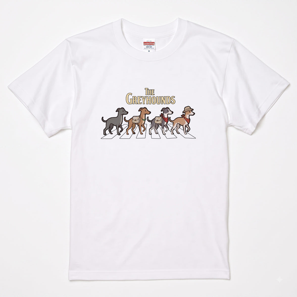 THE GREYHOUNDS 横断歩道 キャンプ ゆるかわ Tシャツ 【犬好き・愛犬家・アウトドア・ギフトに最適】