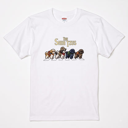 THE SHIH TZUS 横断歩道 キャンプ ゆるかわ パロディTシャツ 【犬好き・愛犬家・アウトドア・ギフトに最適】