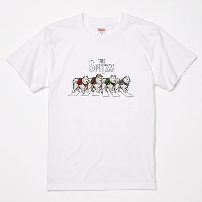 THE SPITZS | 横断歩道 ゆるかわ スピッツ キャンプ パロディTシャツ【犬好き・愛犬家・アウトドア・ギフトに最適】