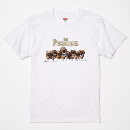 THE PEKINGESES 横断歩道 キャンプ ゆるかわ パロディTシャツ 【犬好き・愛犬家・アウトドア・ギフトに最適】