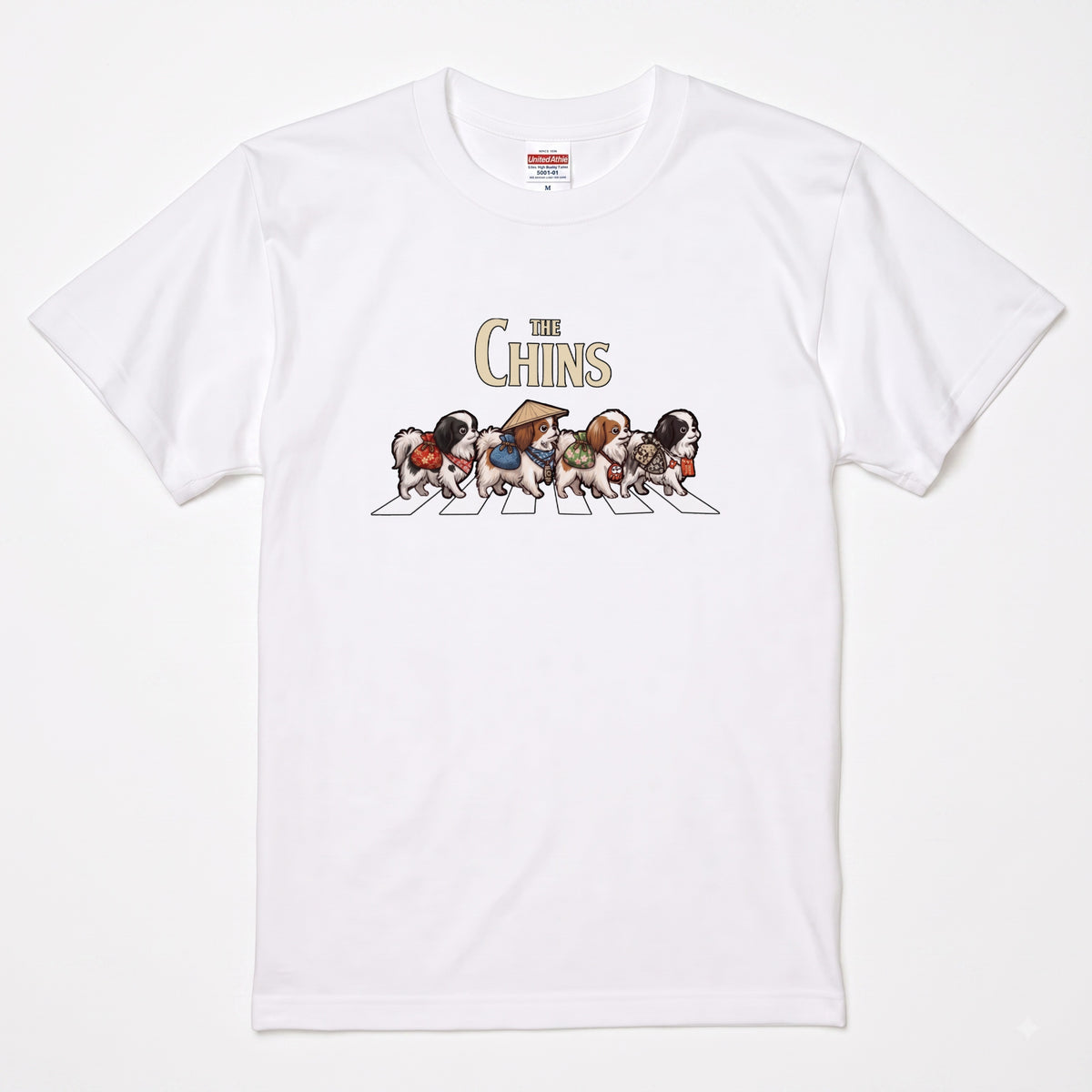 THE CHINS 横断歩道 キャンプ ゆるかわ Tシャツ 【犬好き・愛犬家・アウトドア・ギフトに最適】