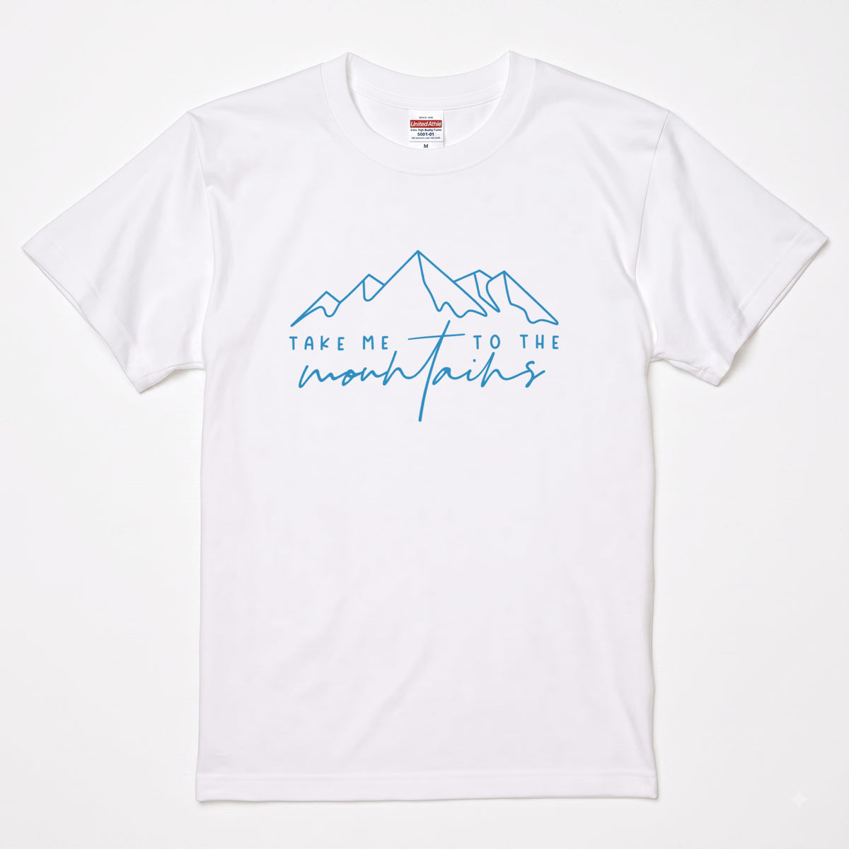 「Take me to the mountains」山 Tシャツ - ミニマル ラインアート 登山 ハイキング アウトドア キャンプ 服