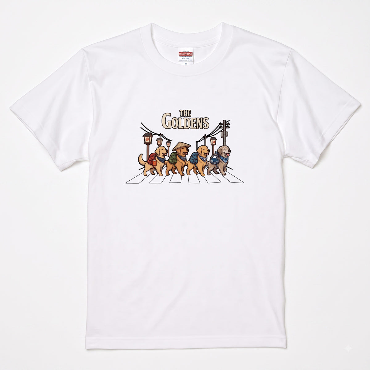 THE GOLDENS 横断歩道 キャンプ ゆるかわ Tシャツ 【犬好き・愛犬家・アウトドア・ギフトに最適】