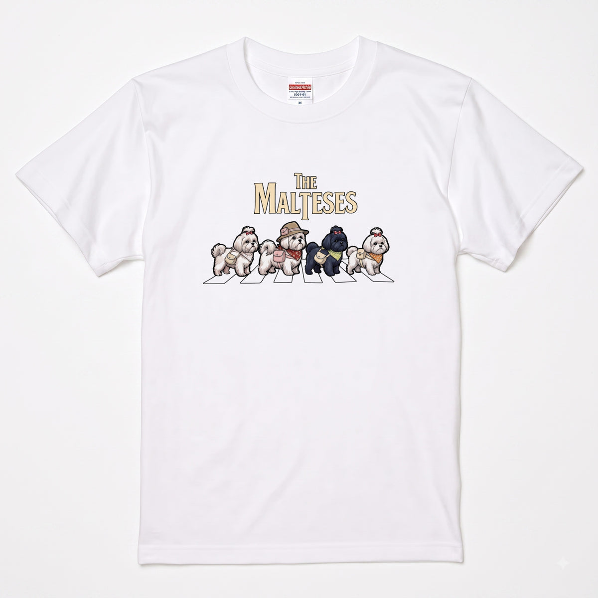 THE MALTESES 横断歩道 キャンプ ゆるかわ Tシャツ 【犬好き・愛犬家・アウトドア・ギフトに最適】