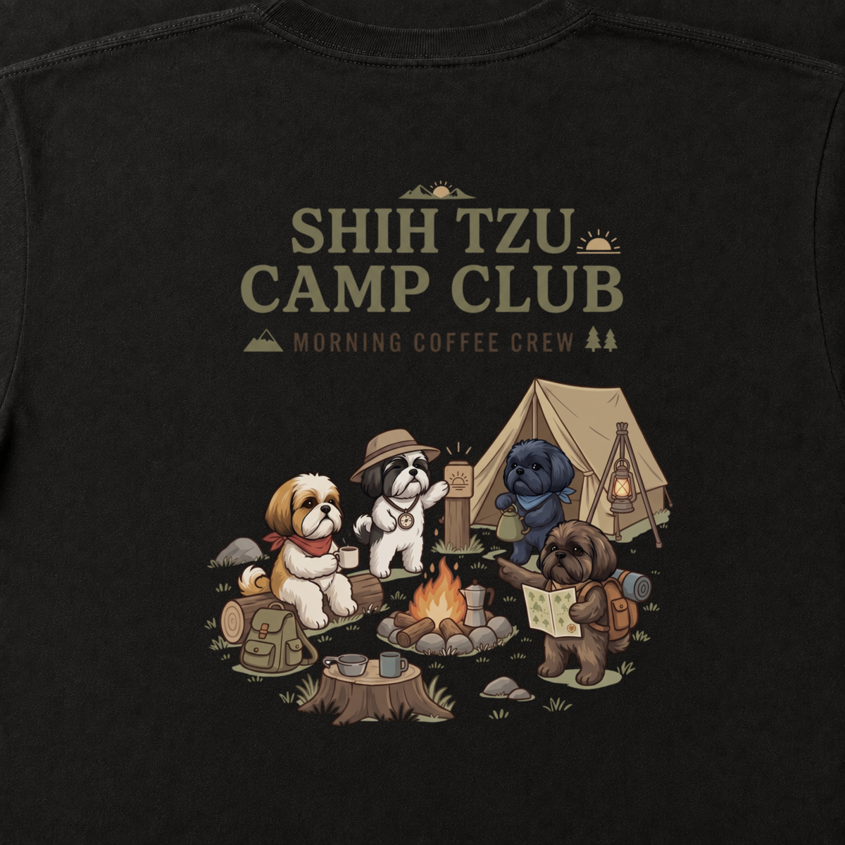 SHIH TZU CAMP CLUB シーズー キャンプTシャツ｜バックプリント