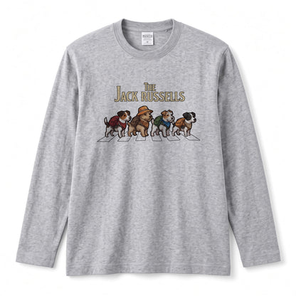THE JACK RUSSELLS ジャックラッセルテリア散歩デザイン ブラック長袖Tシャツ