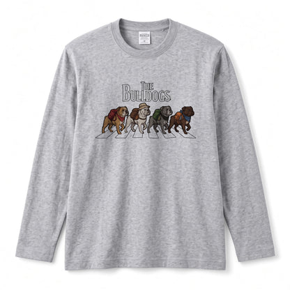 THE BULLDOGS ブルドッグ散歩デザイン ブラック長袖Tシャツ