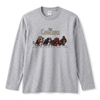 THE CAVALIERS キャバリア散歩デザイン ブラック長袖Tシャツ