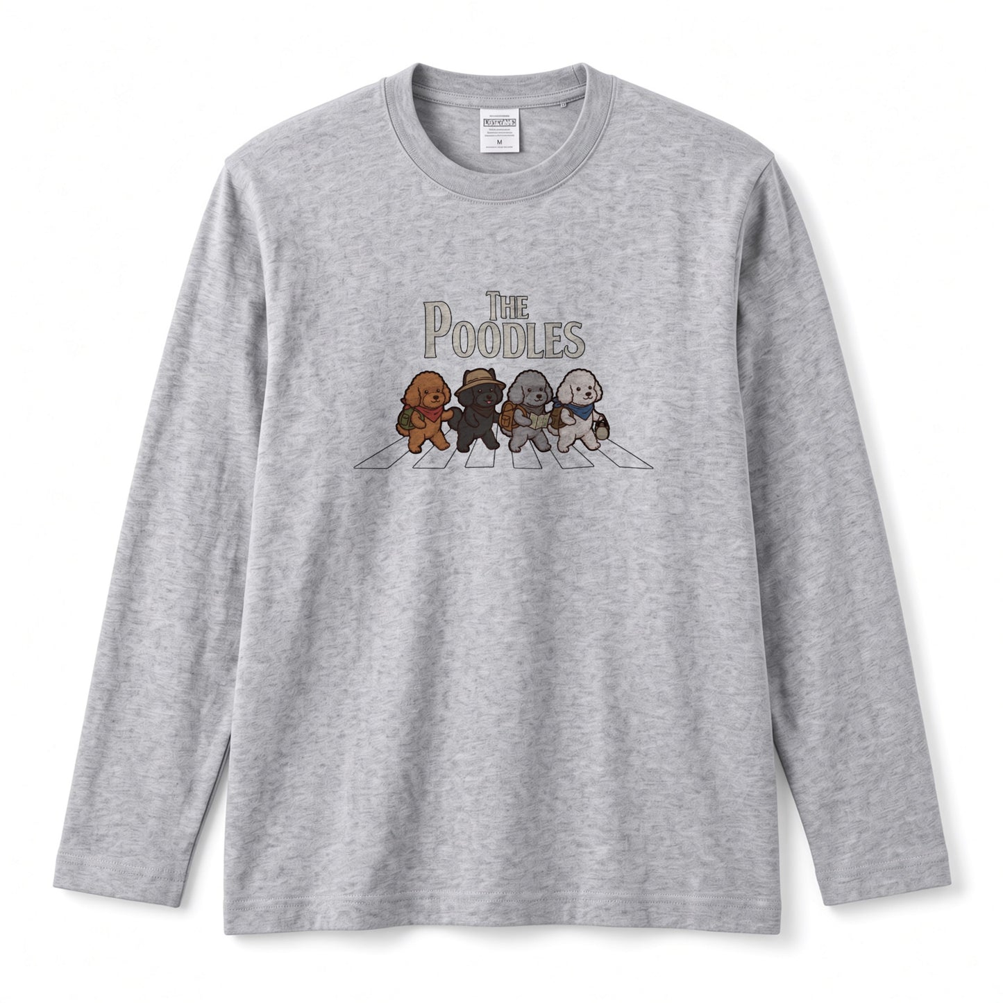 THE POODLES ロンT | レトロ クラシック バンド風 犬グラフィック 長袖 カジュアル Tシャツ【おもしろTシャツ・普段着・ルームウェア・ユニセックス・ギフトに最適】