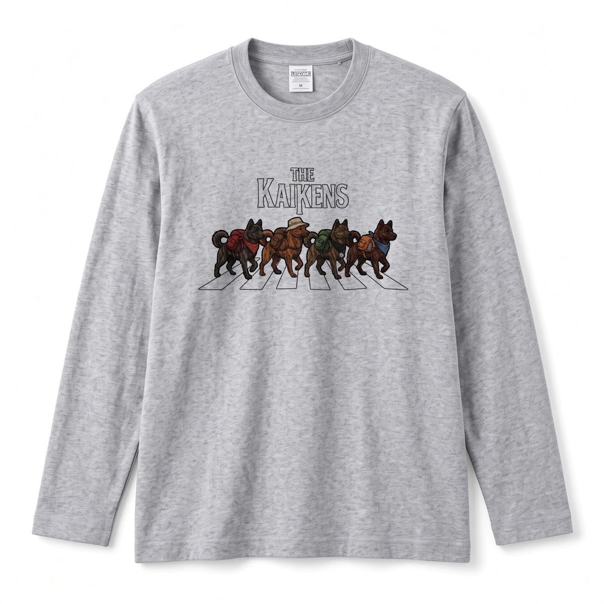 THE KAIKENS 甲斐犬散歩デザイン ブラック長袖Tシャツ