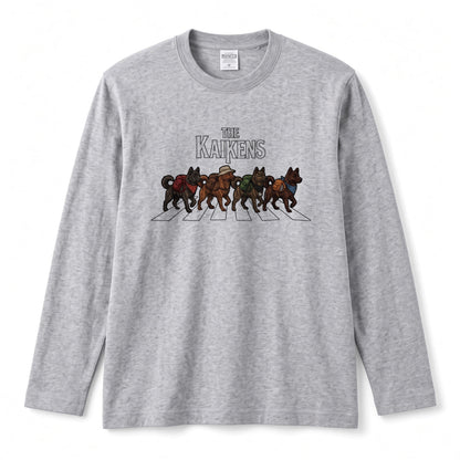 THE KAIKENS 甲斐犬散歩デザイン ブラック長袖Tシャツ