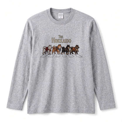 THE HOKKAIDO 北海道犬散歩デザイン ブラック長袖Tシャツ