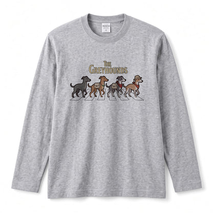 THE GREYHOUNDS グレイハウンド散歩デザイン ブラック長袖Tシャツ