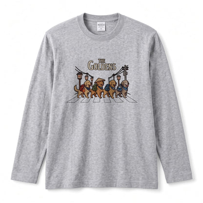 THE GOLDENS ゴールデンレトリバー散歩デザイン ブラック長袖Tシャツ