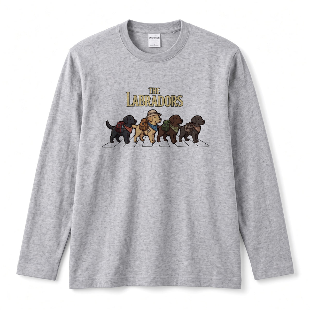 THE LABRADORS ラブラドールレトリバー散歩デザイン ブラック長袖Tシャツ