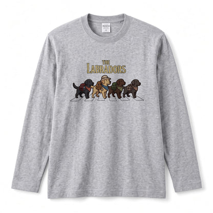 THE LABRADORS ラブラドールレトリバー散歩デザイン ブラック長袖Tシャツ